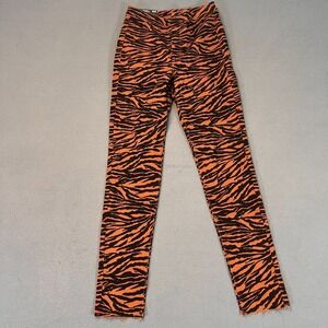 H&M DIVIDED Womens Sz 4 Super Skinny Ankle Pants High Waist Tiger Stripe Blk NWT